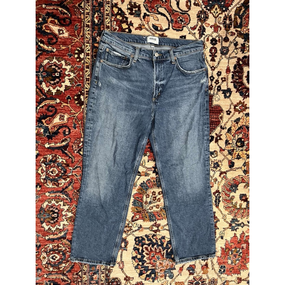 Agolde Mid Rise Kye Crop Straight Crop Denim in Notion Size 29